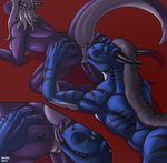  all_fours anal anus blue blue_body blue_dragon breasts danza danza_(character) dragon duo female horn horns licking lying male nude on_front oral purple_dragon pussy raised_tail rimming scalie sex straight tail tongue 