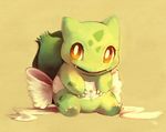  bad_deviantart_id bad_id bulbasaur clothed_pokemon fangs faux_traditional_media full_body gen_1_pokemon glitchedpuppet no_humans obi orange_eyes pokemon pokemon_(creature) ribbon sash shiny_pokemon simple_background solo 