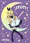  baseball_bat blonde_hair crescent_moon highres isurugi_mio kayuku_(imp69) long_hair maid mm! moon solo star thighhighs zettai_ryouiki 