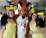  brown_hair canine convention cosplay cute female fox fursuit green_eyes hair human long_hair looking_at_viewer lucifur lucifur_(artist) makeup male mammal nintendo pichu pikachu pok&#233;mon pok&eacute;mon real smile video_games 