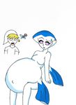  darkatio fairy female interspecies legend_of_zelda link navi plain_background pregnant princess_ruto shock shocked the_legend_of_zelda video_games white_background zora 