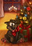  bow canine claws hindpaw night solo tabbiefox tail tongue toony wolf xmas 