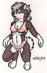  1993 bra camel_toe canine dog female hair husky lance_rund lingerie panties skimpy solo standing underwear 