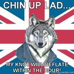  advice_dog animal anthro british canine caption chin_up english_text fancy flag glasses looking_at_viewer meme photoshop solo suit union_flag united_kingdom unknown_artist wolf yellow_eyes 