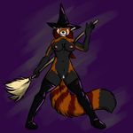  aggrobadger black boots breasts broom brown brown_hair dipstick_tail female fur hair halloween hat holidays legwear long_hair magic_user mammal nipples nude orange orange_fur pubes pubic_tuft red_panda ringed_tail solo striped_tail tail thigh_highs white witch 
