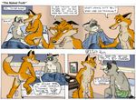  angry anthro balls bed canine closet_coon colin_young comic duo english_text fox gay jeff-kun leafdog male mammal nude raccoon red_fox sheath text 