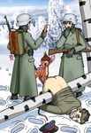  bambi bambi_(film) birch_tree bottomless cervine clothed clothing deer disney dynamite feral german gun half-dressed hat human mammal pantless ranged_weapon rifle russian snow soldiers unknown_artist weapon what winter 