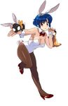  animal_ears bad_id bad_pixiv_id blue_hair bow bowtie breasts brown_eyes bunny_ears bunnysuit full_body hibiki_ryouga high_heels kettle medium_breasts nekogasuki p-chan pantyhose pig ranma_1/2 shoes short_hair tendou_akane wrist_cuffs 