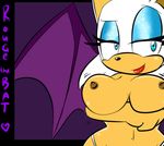  bat blue_eyes breasts cleavage clothed clothing crossed_arms female mammal navel nipples purple_background rouge_the_bat sega sillysilly solo sonic_(series) sonic_team thong topless wings 