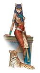  anthro arnie_swekel bastet breasts couple deity egyptian feline female feral goddess head_dress leopard lion looking_at_viewer side_boob topless under_boob 