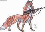  2009 armalite_ar-15 assault_rifle canine fox foxtaur gun male mayra_boyle solo tail taur weapon yellow_eyes 