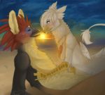  avian bird breasts drey female gryphon hoot hoot_(character) male nude side_boob straight sunset 
