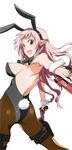  animal_ears ass bunny_ears bunny_tail bunnysuit gun handgun inue_shinsuke long_hair original pantyhose pink_hair pistol solo tail weapon 