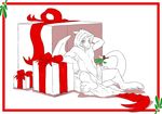  border bow christmas dragon gift hair hindpaw holiday holidays horn horns male mistletoe nude paws penis plain_background ribbons scalie sefeiren sketch snow solo tail white_background wings xmas 