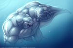  biceps gills male marine muscles neodokuro nude ocean pecs ray scales scalie sea shark solo stingray swimming water wet yellow_eyes 