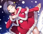  kobayakawa_rinko love_plus one_eye_closed santa_costume short_hair shuuei snow solo 