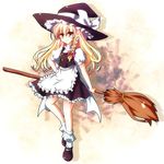  absurdres bad_id bad_pixiv_id blonde_hair bow braid broom fuupu hair_bow hat highres kirisame_marisa long_hair solo touhou witch_hat yellow_eyes 