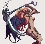  breasts butt caprine death_(personification) demon enrin feathers female grim_reaper horn horns japanese jewelry mammal nipples nude plain_background radicalizm-e ram scythe soul_nomad tattoo tribal unknown_artist white_background wings 