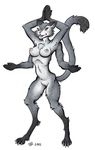  ameba breasts cat chest_tuft digitigrade ear_tuft feline female fur looking_at_viewer mammal multi_limb multiple_arms nipples nude plain_background pussy raised_tail solo tail tuft white_background 