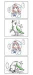  1girl 4koma agile animalization bird comic konpaku_youmu parrot saigyouji_yuyuko touhou translated 