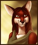  anthro canine female fox hair long_hair mammal portrait red_hair solo tasanko yellow_eyes 