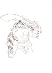  black_and_white bleu_zabuzoaha feline male monochrome solo sword tiger troc_9116 weapon 