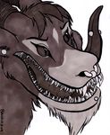  banrai banrai(character) dragon greyscale nightmare_fuel rape_face scalie solo teeth tentacles tongue 
