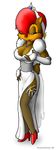  breasts cleavage clothed clothing dress female knownvortex plain_background pose sally_acorn sega solo sonic_(series) white_background 