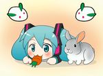  :3 animated animated_gif aqua_eyes aqua_hair bunny carrot chibi eating hatsune_miku lying mameshiba on_stomach snow_bunny solo twintails vocaloid 
