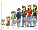  2010 age_progression antennae baby backpack bear blue_eyes books brown_hair bug butterfly_net canine cassette_player chart cutlass dirt fox glass hair jar jeans kacey looking_at_viewer male mark_mccloud net open_mouth overalls pacifier pants pink_hair shirt shoes smile sword tail teeth telephone toy weapon 