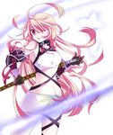  armor dokidokimuuchama long_hair milla_maxwell one_eye_closed pink_hair solo sword tales_of_(series) tales_of_xillia weapon white_background 
