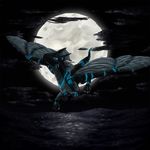  cipher clouds dark draekos dragon female feral flying glowing moon night ocean scalie water 