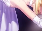  1girl bdsm blonde_hair bondage bound breasts bsdm dress elbow_gloves fate/stay_night fate_(series) game_cg gloves lossless open_mouth saber solo sweat takeuchi_takashi type-moon wedding_dress 