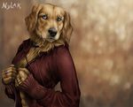  blue_eyes canine clothed dog female jewelry labrador looking_at_viewer nylak photorealism solo what 