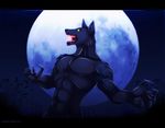  blood canine claws fangs full_moon glowing_eyes howl jessica_elwood male moon muscles night solo tattoo werewolf wolf 