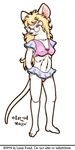  1994 black_nose blonde_hair camel_toe female glasses hair lance_rund long_blonde_hair long_hair mouse navel rodent skimpy solo standing tail whiskers white white_background 