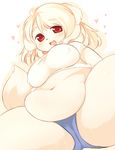  &hearts; anime anthro blonde_hair breasts canine chubby clothing dog fat female hair mammal mcdonnell-douglas navel overweight plain_background red_eyes shirt solo tail white_background white_hair 