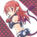  alternate_hairstyle demon_girl disgaea etna from_behind hair_down loli lowres prinny red_eyes red_hair tail 