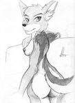  anthro breasts canine creative_commons deadjackal female half_turn jackal looking_at_viewer mammal nipples side_boob solo standing 