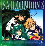  3girls absurdres aqua_hair bishoujo_senshi_sailor_moon blonde_hair feathers female green_hair highres itou_ikuko kaiou_michiru meiou_setsuna multiple_girls official_art praying reverse_trap sailor_neptune sailor_pluto sailor_uranus ten'ou_haruka tenou_haruka 