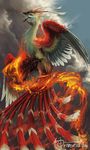  2009 ambiguous_gender avian beak bird clouds fire nathradas open_mouth phoenix sky solo tail talons tongue wings 