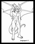  balls black_and_white bleman dragon flexing male monochrome muscles scalie sheath solo standing wings 