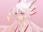  bad_id bad_pixiv_id fujiwara_no_mokou nyki portrait simple_background smile solo sparkle touhou 