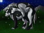  canine female fireflies from_behind male moon night sex straight wolf yami-kage 