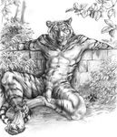  2010 barbs blotch feline feline_penis flaccid male nude outside penis sketch solo spread_legs spreading tiger 