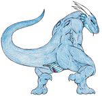  dragon female horn nude plain_background plump_labia pussy scalie solo white_background 