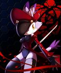  blaze_the_cat breasts cat cosplay feline female gloves hat looking_at_viewer nancher purple red_jacket sega solo sonic_(series) standing stockings sword tail uniform weapon yellow_eyes 