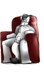  canine chair chibi cute hakijagu1 havoc male mammal plain_background sheath solo white_background wolf 