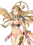  blonde_hair breasts claws final_fantasy final_fantasy_xi forehead_jewel green_eyes groin kurorekishi lady_lilith large_breasts long_hair navel nipples nude solo wings 