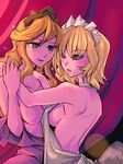  alice_(embric) bakki blonde_hair couple embric_of_wulfhammer's_castle maid_headdress multiple_girls official_art the_duchess_of_elstwhere tiara undressing yuri 